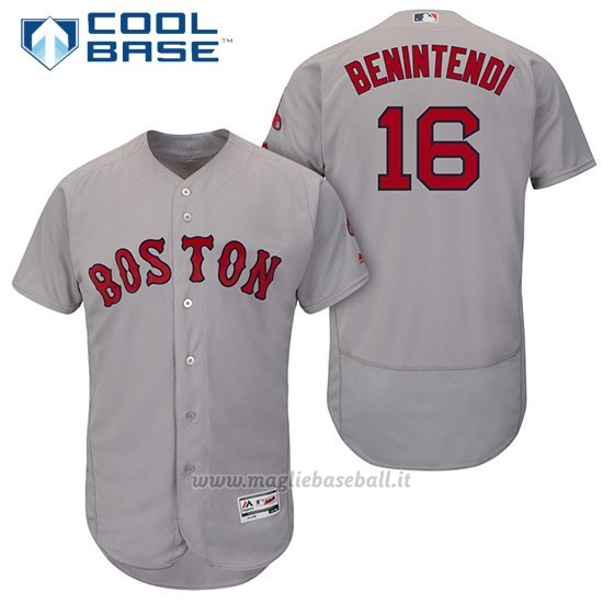 Maglia Baseball Uomo Boston Red Sox 16 Andrew Benintendi Grigioautentico Collezione Giocatore Cool Base